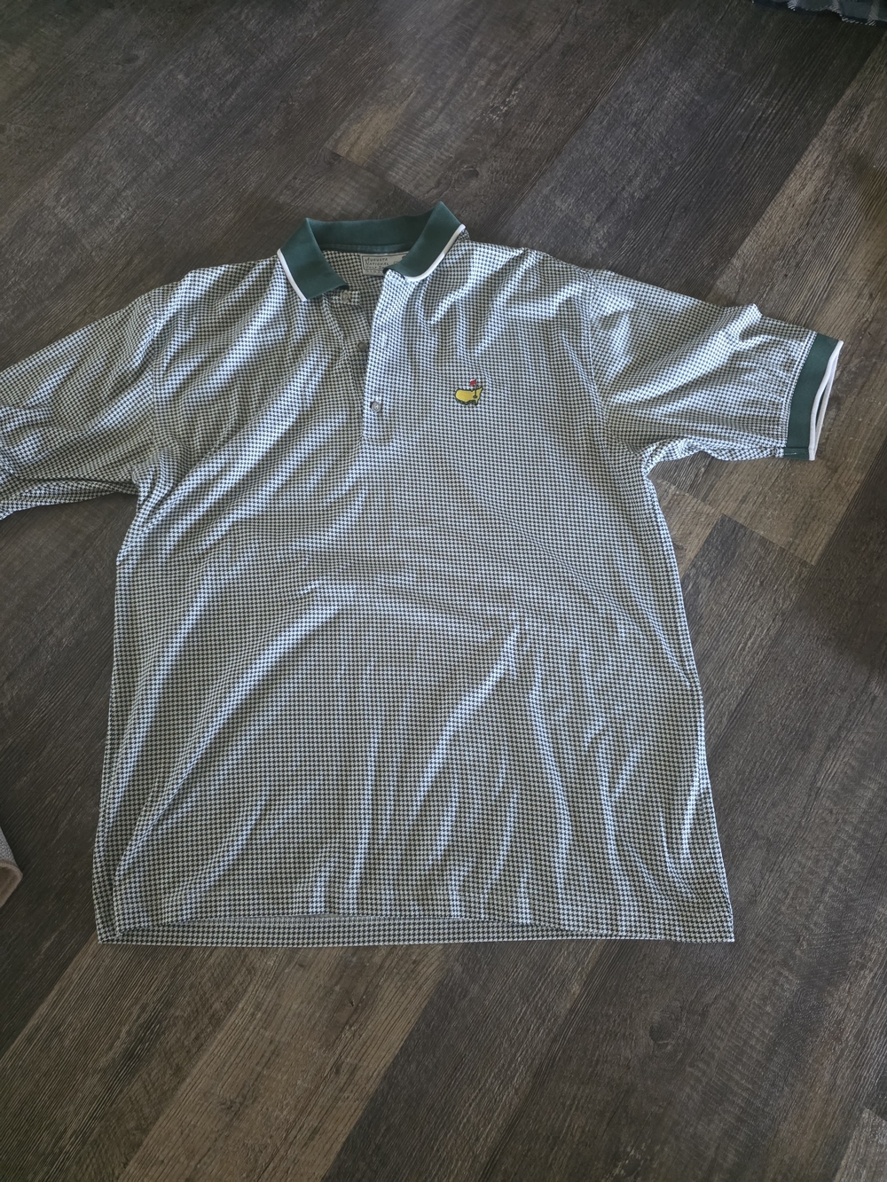 Augusta Sportswear Green Micro-Check Polo with Dark Green Collar